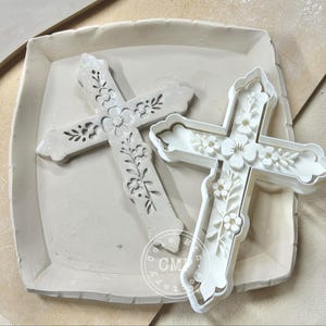 Flower Cross Stamp and Cutter combo, 3D printed stamp, flowers, pottery stamp, cookie stamp, baking stamp, soap stamp, pottery stamp