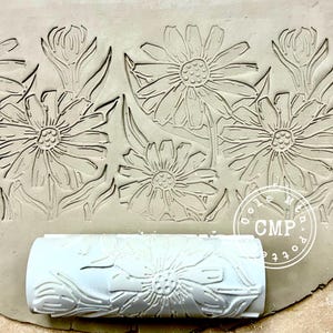 Crazy Daisies roller, Textured roller, 3D printed textured roller, rolling pin, clay roller, baking pin, roller, daisy