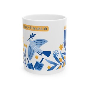 Hanukkah Ceramic Mug, Jewish Holiday Coffee Cup, Festival of Lights Tea Mug, Menorah Kitchen Decor, Chanukah Celebration