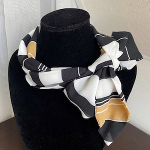 Blue Abstract Print Scarf - thin silk scarf, skinny scarf, hair accessory, blue ponytail hair scarf, chiffon handbag scarf, gift for her