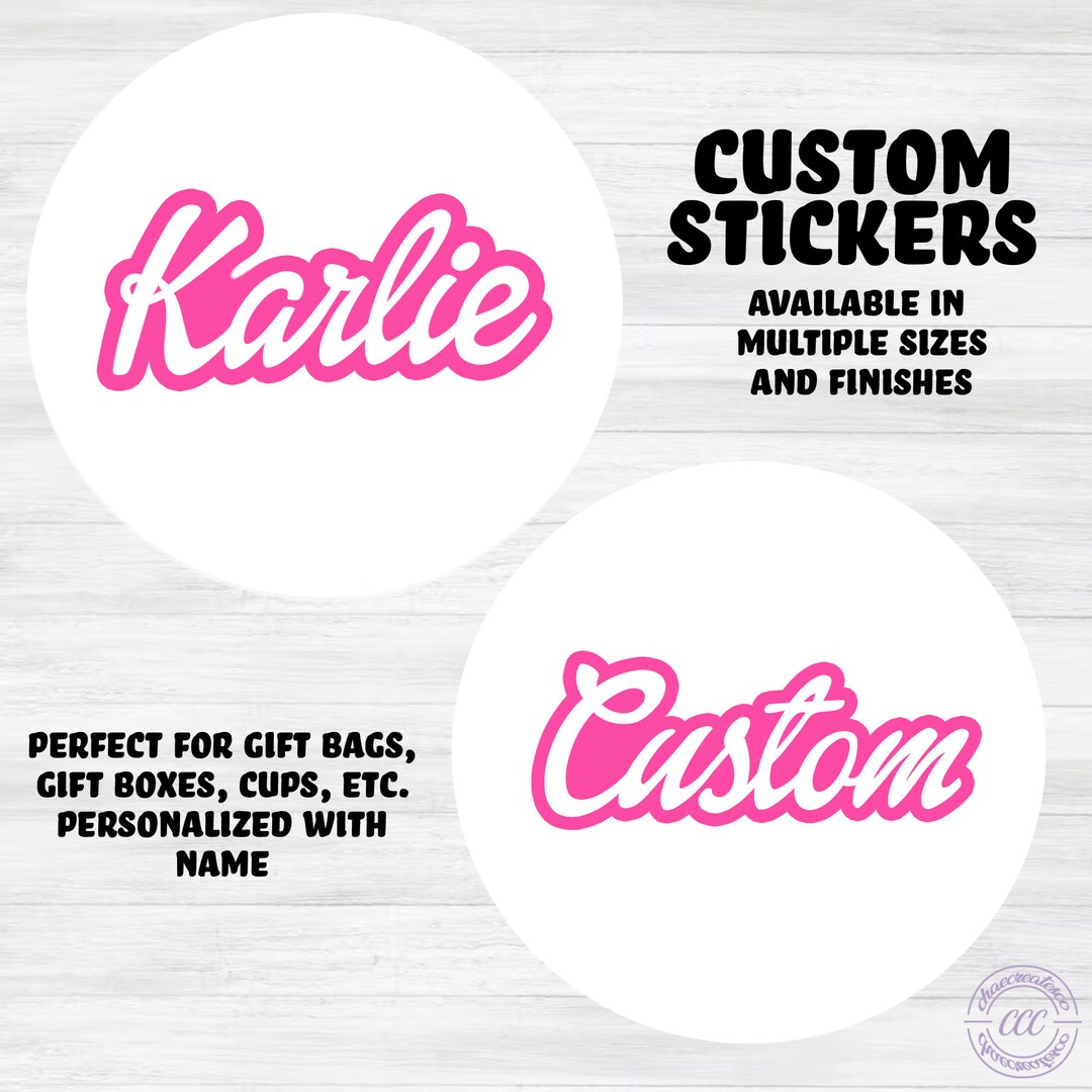 CUSTOM Round Stickers Personalized Name Stickers Pink Stickers DIY custom-round-stickers-personalized-name-stickers-pink-stickers-diy