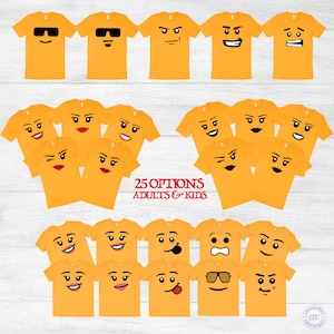 Face Expression Shirt, Matching Family Shirt, Group Shirt, Building Head Face, Vacation Shirt, Building Block Head, Building Block Faces