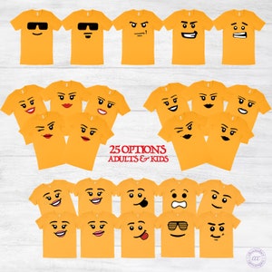 Face Expression Shirt, Matching Family Shirt, Group Shirt, Building Head Face, Vacation Shirt, Building Block Head, Building Block Faces