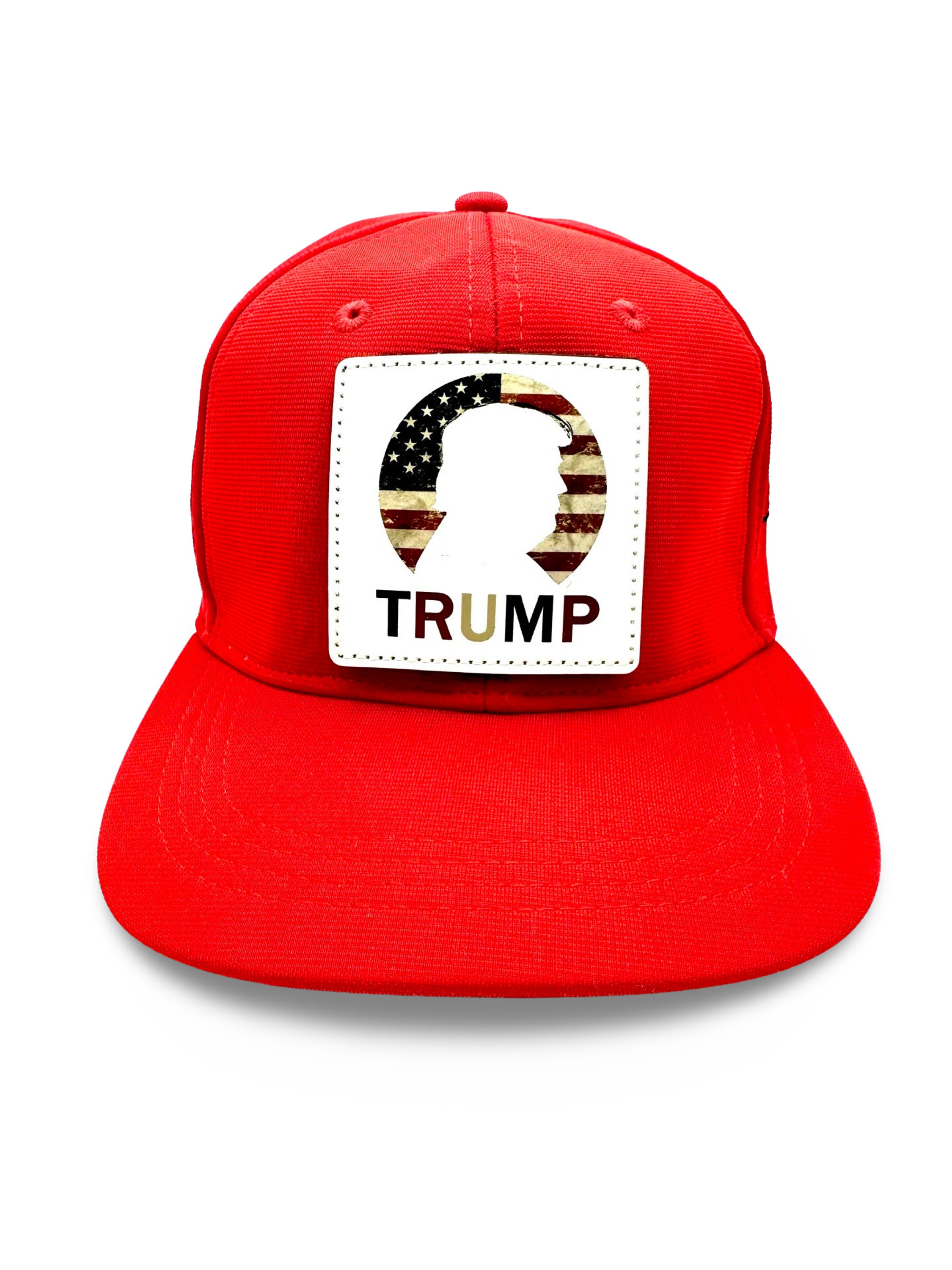Trump Red Flex Fit Hat With Hook And Loop Velcro Style Removable Patch Hat  For Men And Women