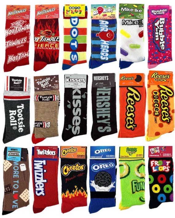 NEW Odd Sox Candy Themed Crew Socks Fun Crazy Colorful Novelty Socks for Women Men Cute Food Sweet Treat Gift for Teens Foodies and Friends
