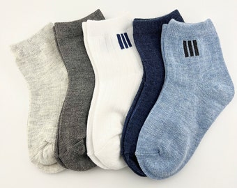 Set of 5 Pairs of Trendy Solid Crew Socks, Soft, Durable and Comfortable, Casual Style, Unisex Socks For boys and girls