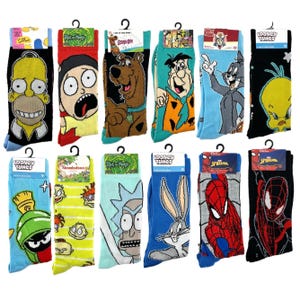Cartoon Superhero Inspired Crew Socks for Adults Fun Retro Animation Socks Colorful Pop Culture Gift Unisex Novelty Socks for Him Her Teens