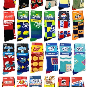 NEW Novelty Crew Socks for Adults Funny Food & Cartoon Inspired Socks Quirky Gift for Him or Her Colorful Unisex Fun Socks Stocking Stuffer
