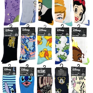 Disney-Inspired Cute Crew Socks for Men Women Teens Fun Cartoon Character Matching Socks Colorful Gift Perfect for Theme Parks & Disney Fans