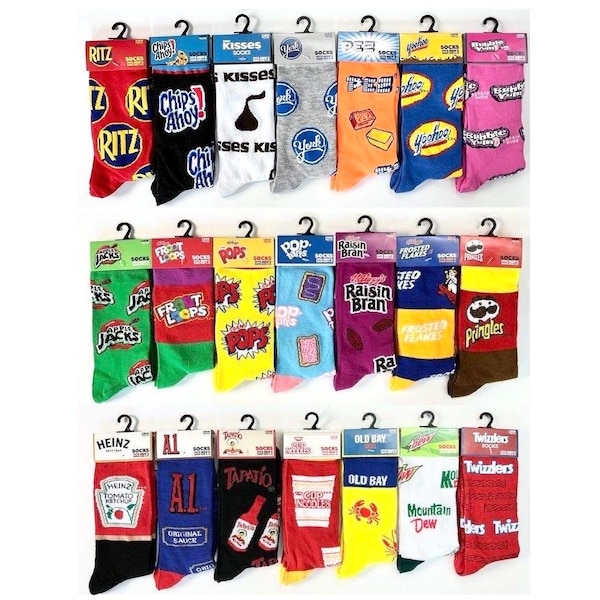 NEW! Odd Sox Fun Crazy Socks, Popular Snacks, Novelty Crew Socks for Adult, Men, Women, Teens, Colorful Funny Happy Birthday Party Gift