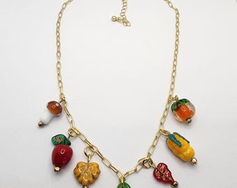 Fall Harvest Beaded Charm Necklace