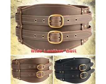Mens Leather Viking Belt, Brown Leather Corset Belt, Medieval Renaissance Belt for Men, Medieval Leather Armor Belt, Underbust Corset Belt
