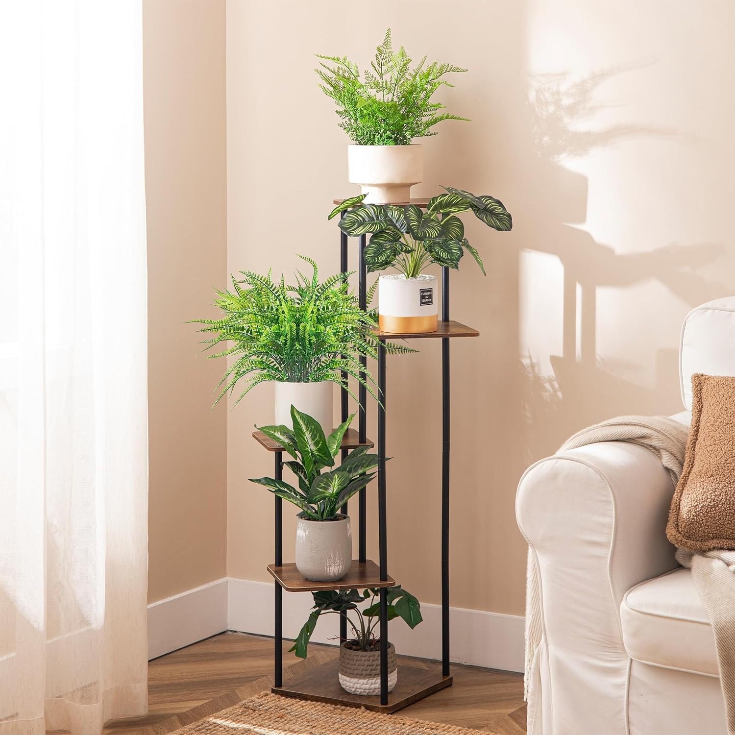 Modern Plant Stand Rectangle Stand Metal Gold Geometric Vase/metal Frame/ Tall  Stand/ Four Rod Stand/metal Vase/ Metal Vase/metal Riser 
