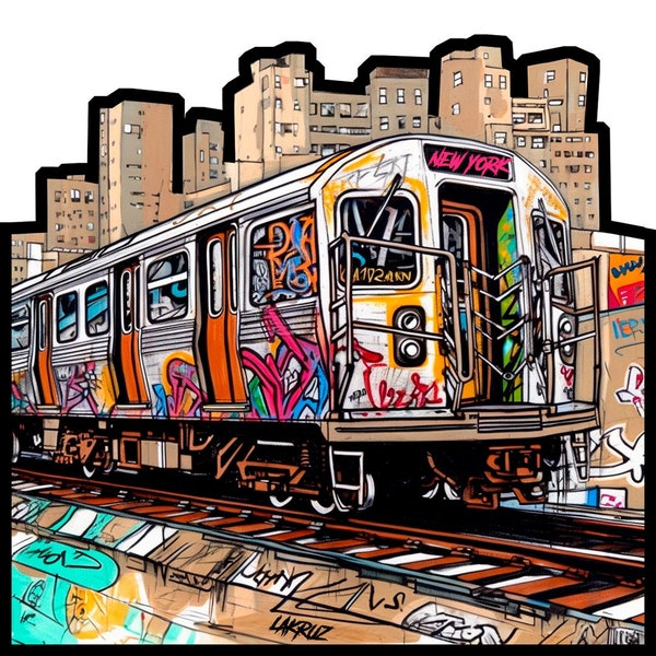 NYC Subway Vinyl Sticker - Urban Train Street Art Decal for Laptop, Skateboard, Water Bottle, NYC sticker