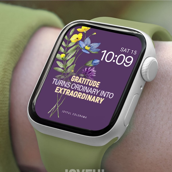 Cadran Apple Watch avec citation de gratitude