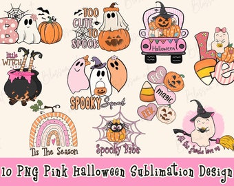 Pink Halloween PNG Bundle, Halloween Bundle Png, Pumpkin Png, Spooky Season PNG, Cute Halloween PNG, Sublimation Designs, Digital Download