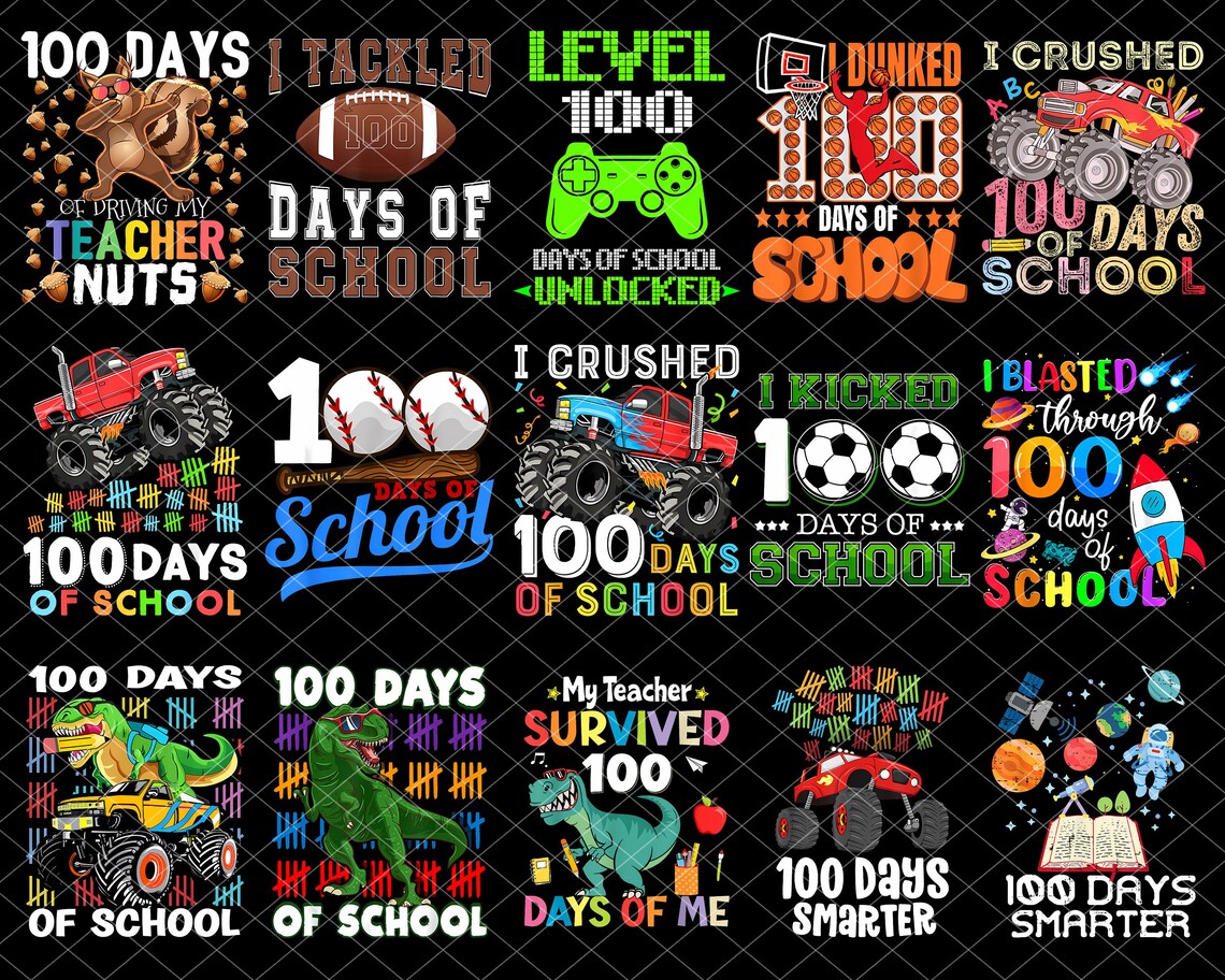 100th Day of School Png Bundle, 100 Days Smarter Png, Teacher Png, 100 ...
