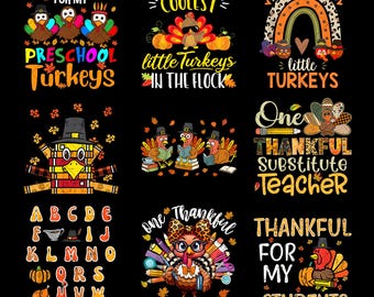 Thanksgiving Teacher PNG Bundle: Autumn Fall Vibes (Digital Download)