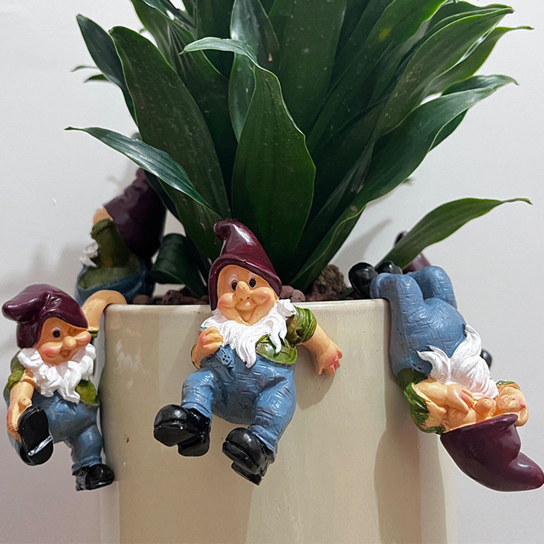 6pcs Flower Pot Hugger Figurine Garden Hanging Resin Gnome Etsy