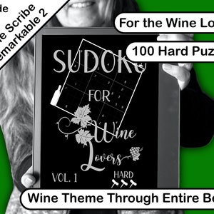 Sudoku Book For Wine Lovers, Hard, Created for Remarkable 2 and Kindle Scribe and most E-Ink Tablets.