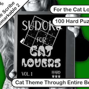 Sudoku Book For Cat Lovers, Hard, Created for Remarkable 2 and Kindle Scribe and most E-Ink Tablets.
