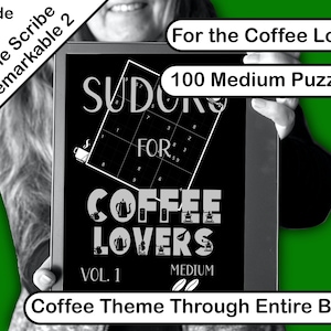 Sudoku Book For Coffee Lovers, Medium, Created for Remarkable 2 and Kindle Scribe and most E-Ink Tablets.