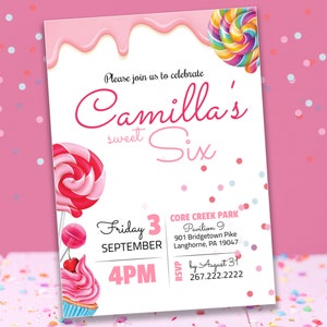 EDITABLE Sweet Birthday Party Invitation Candies Cupcake Invitation Sprinkles Chocolate Invitation Digital Download
