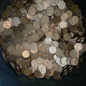 10 + lbs Bulk Copper Pennies - circulated bulk bullion 1959 to 1982 .. Unsearched