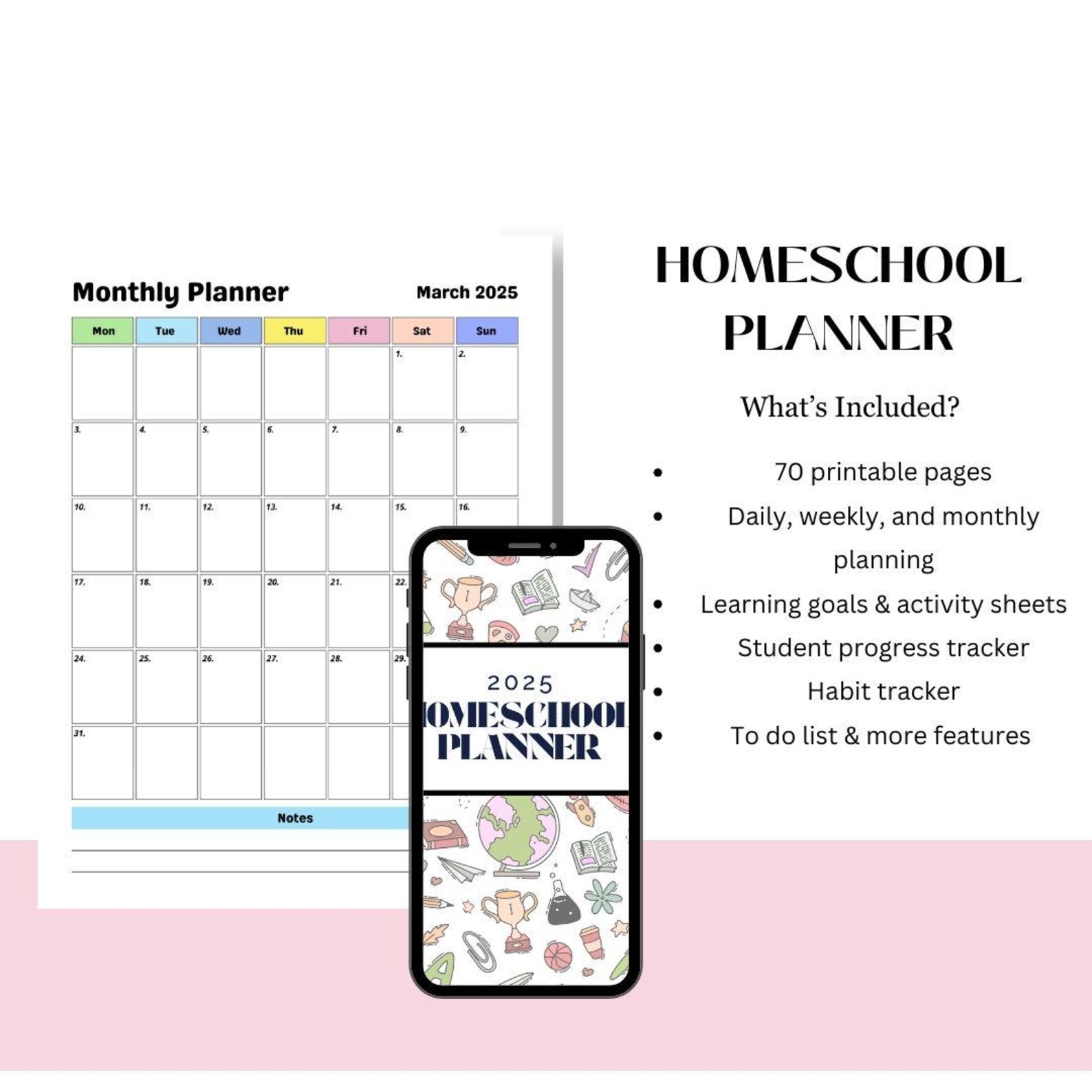 Printable Homeschool Planner for Kids | 72 Pages PDF | Daily Weekly ...