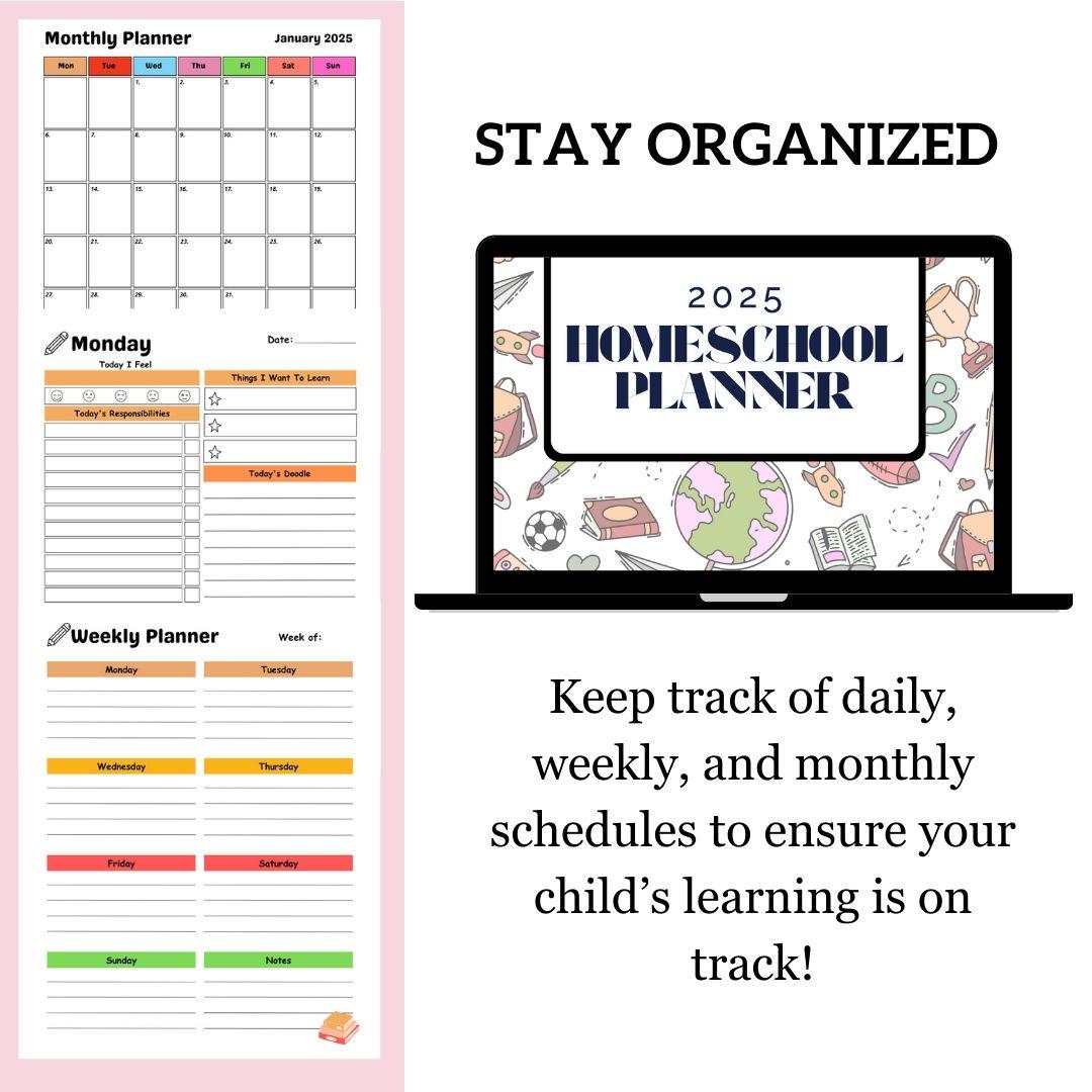Printable Homeschool Planner for Kids | 72 Pages PDF | Daily Weekly ...