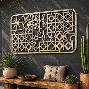 Mid Century Modern Metal Wall Art Panel, Palm Springs Patio Decor, MCM Privacy Screen