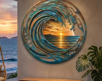 Ocean Portal Metal Wall Art, Coastal Seascape, Laser-Cut Metal Decor, Beach House Accent