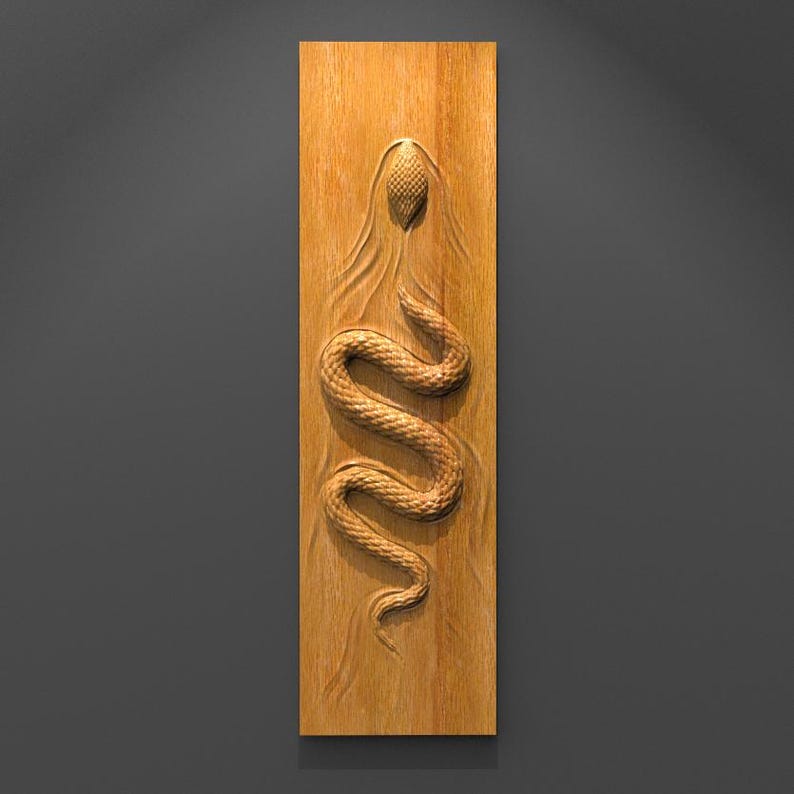 3D Snake Wood Carving Panel STL File – CNC Router Model (digital ...