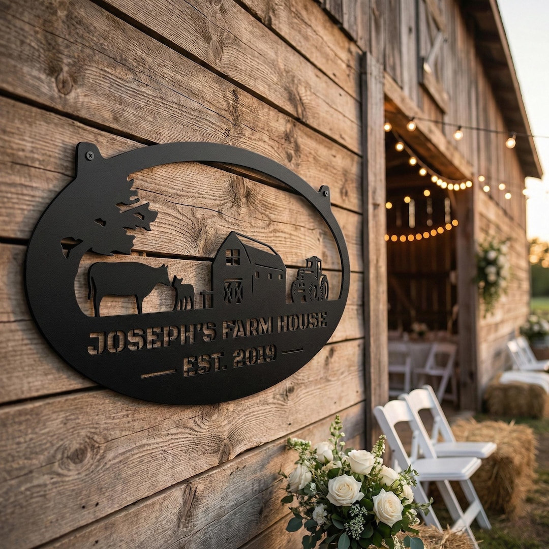 Personalized Farmhouse Metal Sign – Custom Ranch Name, Established Year ...