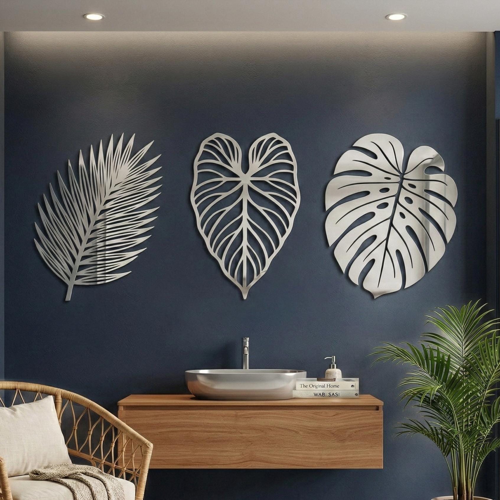 Metal Palm Leaf Wall Art – Mid Century Modern Botanical Decor - Etsy