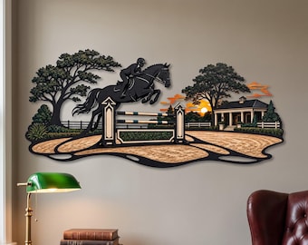 Grand Prix Show Jumping Metal Wall Art, Equestrian Sculpture, Unique Design