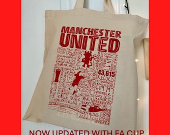 Manchester United Women's Football Scribble Tote Bag, Red Devils Gift