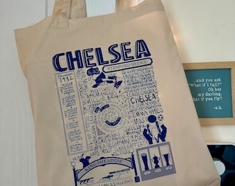 Chelsea FC Scribble Tote Bag, Women's Football Gift, WSL, Womens Super League