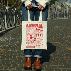 Arsenal Gunners Football Tote Bag, Womens Super League Fan Gift image 1
