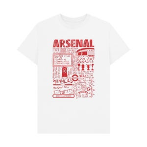 Arsenal Women Scribble T-shirt Front Design, Womens Super League, Football Gift, WSL, Lionesses