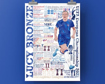 Lucy Bronze Art Print Poster, England Women's Football, A4 Matte