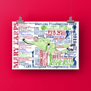 Mary Earps A4 Art Print Poster, Women's Super League, Löwinnen, England Frauen-Fußballmannschaft, Manchester United, Woso, Geschenk