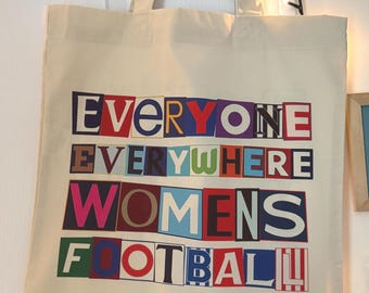 Everyone Everywhere Womens Football Tote Bag, Colorful Design