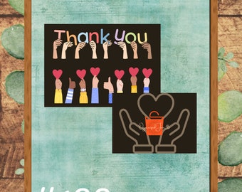 Carte de remerciement - bénévole - téléchargement PNG numérique 7 x 5 po - DIY imprimable