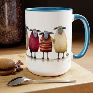 Whimsical Sheep Meadow Watercolor Mug