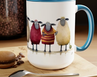 Whimsical Sheep Meadow Watercolor Mug