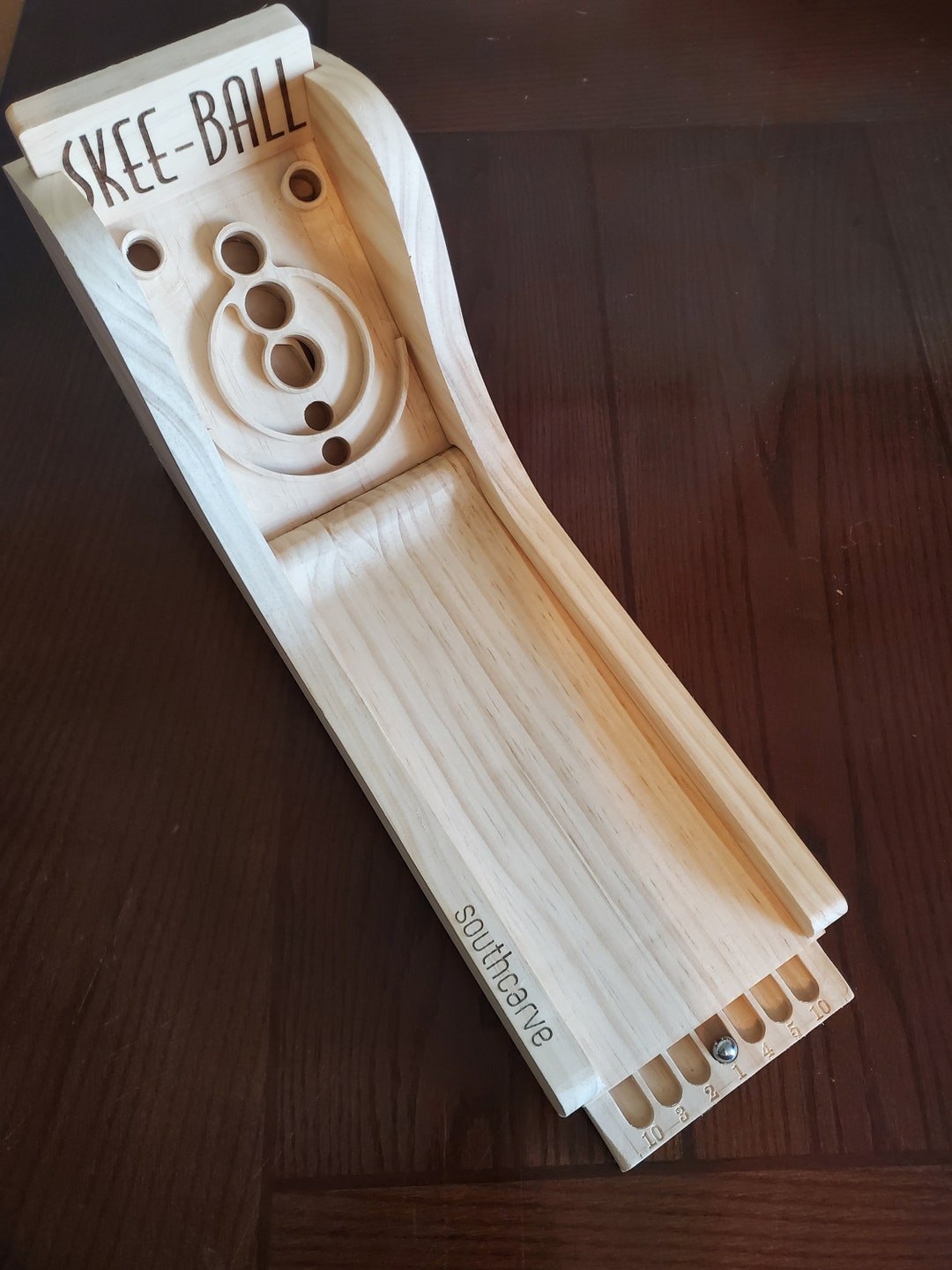Jeu Ancien Mini Skeeball En Bois - édition Exécutive - Collectionneur