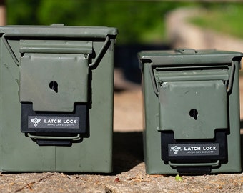 Trava de segurança para latas de munição LATCH LOCK (sem trava): para latas e caixas de munição excedentes do Exército dos EUA calibre .50 e .50 Fat.