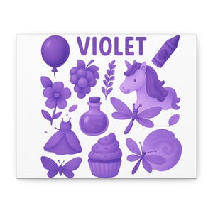 Violet Themed Art Print, Kids Room Decor, Whimsical Canvas, Gift for Girls, Purple Nursery Wall Art