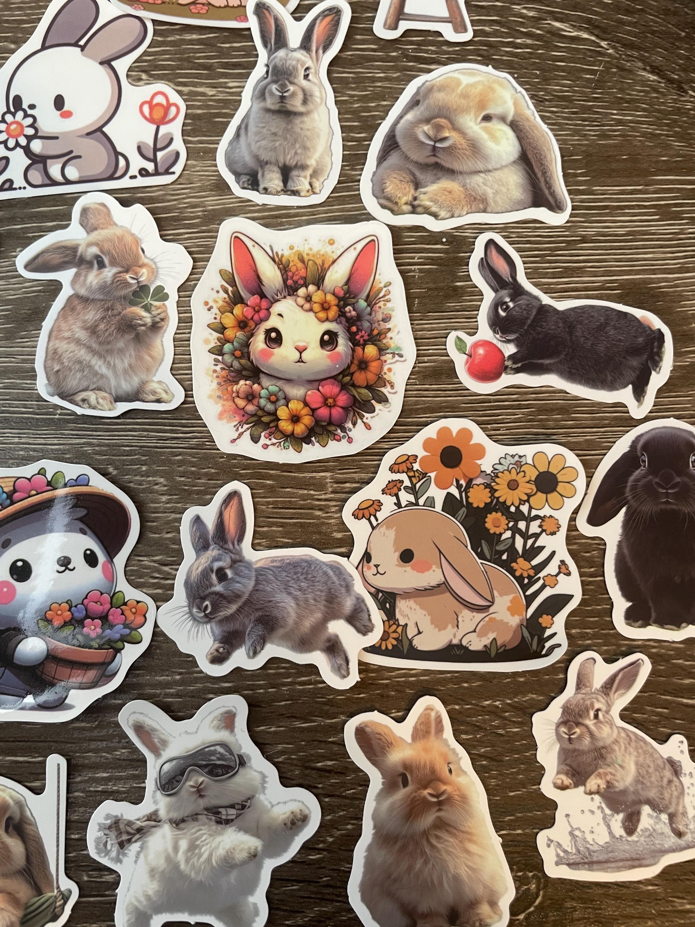 Bunny Stickers - Waterproof Rabbit Decals, Scrapbooking, Laptop - Pack ...